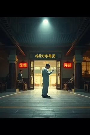 电影《最后一盏灯》海报，深夜值班室的暖色台灯